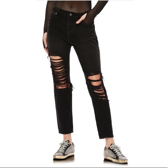 AFRM Distressed Jeans in Black - Picture 2 of 4